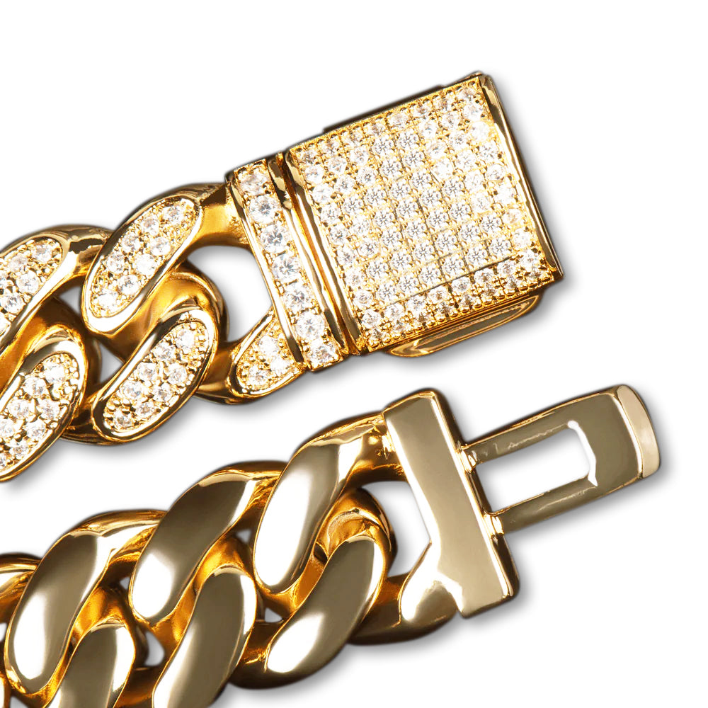 12MM ICED MIAMI CUBAN LINK CHAIN - GOLD