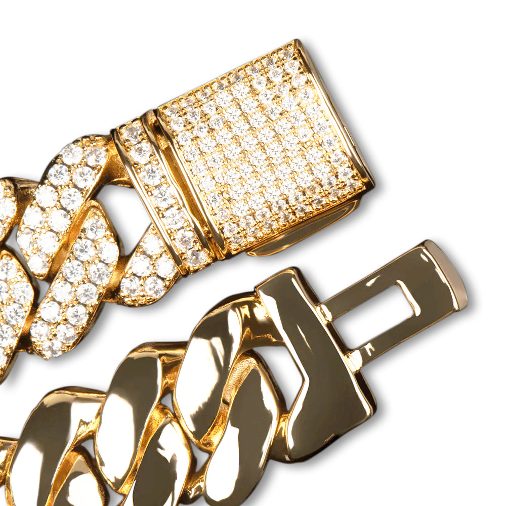 12MM DIAMOND PRONG LINK CHAIN - GOLD